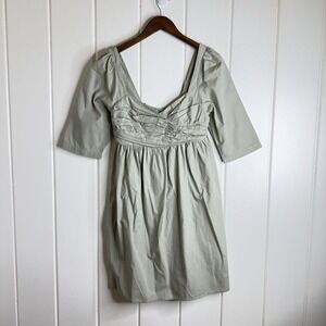 Anthropologie Forever That Girl Sage Ruched Back Tie Babydoll Mini Dress Size MP